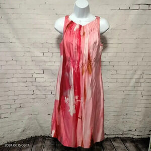 Suzi Chin for Maggy Boutique Sz 8 Sleeveless floral Striped Silk Sheath Dress